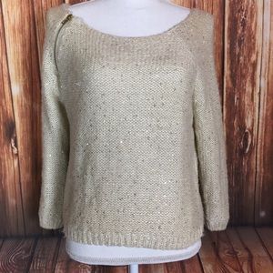 ⚡️Poof Couture Cream Sequin Knit BoatNeck Sweater